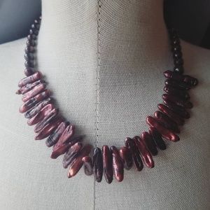 Burgundy red wine freshwater pearl necklace